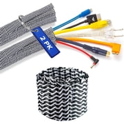 Maximm 2-Pack 6ft Braided Cable Management Sleeve, 1/2" Split Wire Loom for Desk, TV, PC & Audio Cord Organizer, Black