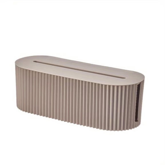 Cable Management Box 13 x 5.12 x 4.3 Inch Fireproof, Cord Hider Organizer Box to Hide Power Strip and Surge Protector, Wires Hide Box for Office Desk Adapters, Office Supplies, Light Brown