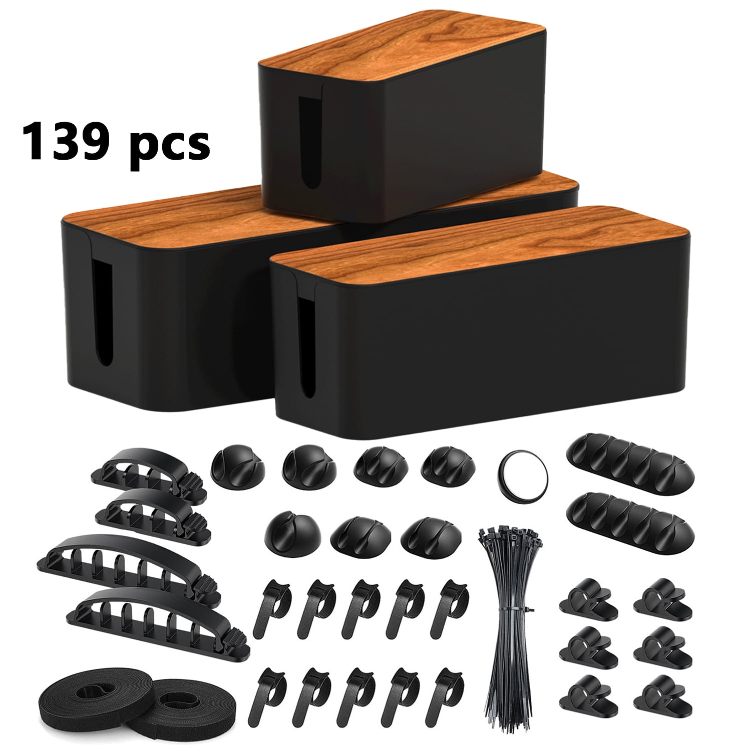 Cable Management Box 3 Pack with 139PCS Cable Management Kit for Power ...