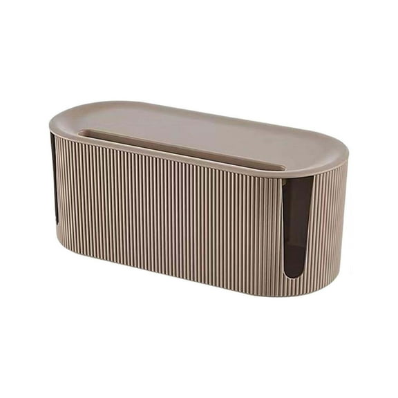 Cable Management Box, Desk Cord Organizer with Groove Cover, Power Socket Management for TV/Computer/Router/Games Console Cable Storage, Khaki