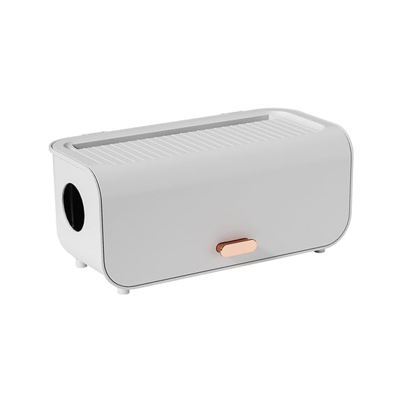 Cable Management Box for Desk Power Strips, Large Capacity Cord Organizer with Cable Holes, Home Office Wire Hider for Clean Workspace Setup Aestivo | White | AESTIVO