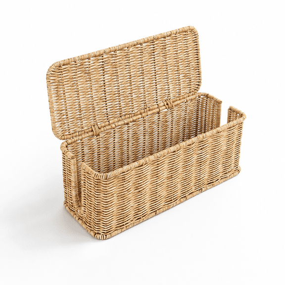 Cable Management Box Handmade Rattan Cord Organizer For| Open Slotsr Router &b Hub Registered U.s. Design