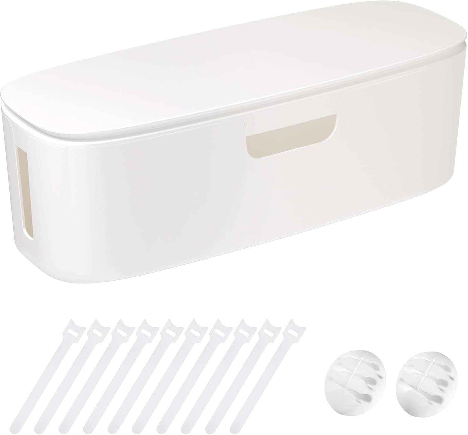 Cable Management Box - Large Cord Organizer Box to Hide & Under Desk, TV Computer Wires Cable Organizer Box with Baby Proofs, Desk Cord Organizer for Home/Office - White