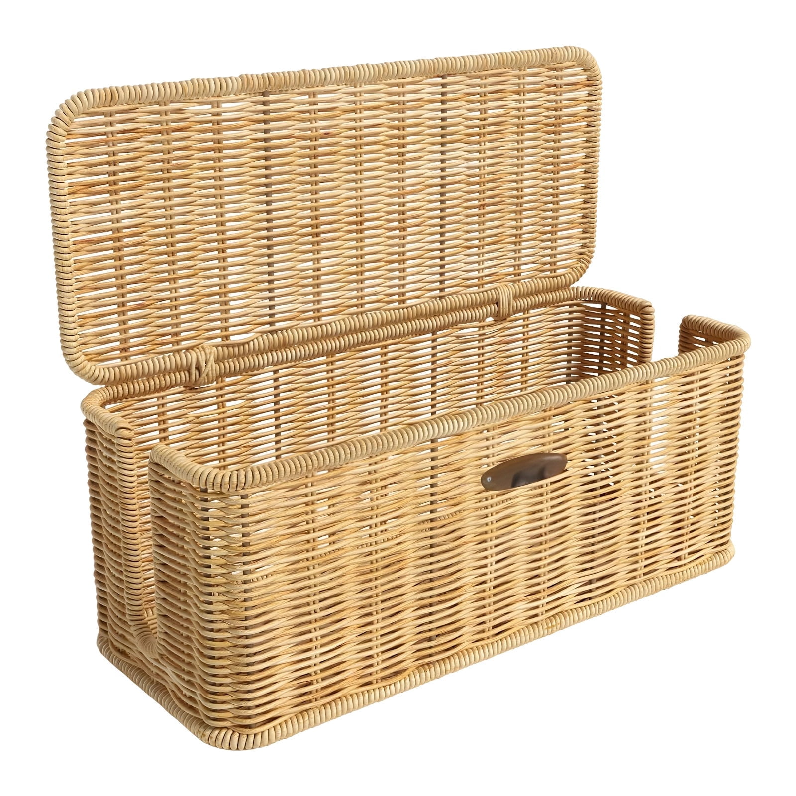 Cable Management Box, PP Cord Organizer Basket, Basket to Hide Cords, Rectangular Weave Design, Desktop Power Strip Storage with Sectioned Interior, Suitable for Home Office