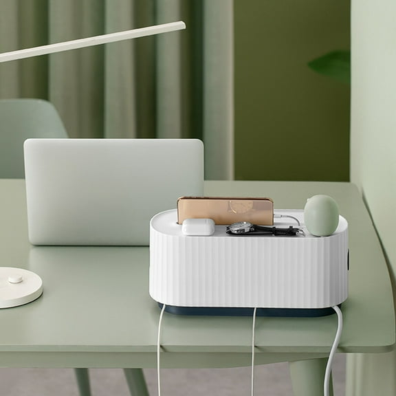 Cable Management Box Set, Cord Organizer for Desk TV Wires Computer Laptop, Power Strip Cover, Hide Cords, USB Hub System, Home Office Use, Neatly Organize Messy Cables, Kid Pet Safe, Charge Phone