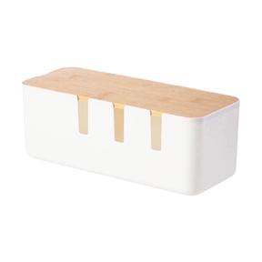 Youersen Cable Management Box, Wood Lid, 12x5x4.5 inches, Cord Organizer for Desk TV Computer USB Hub System - Cover, Hide Power Strips & Cords