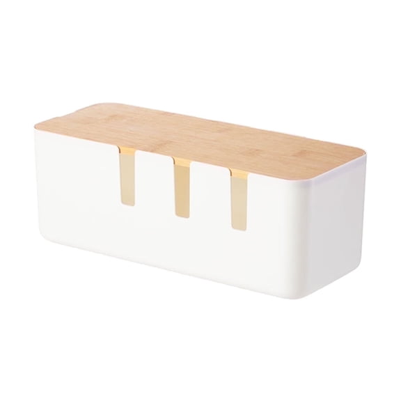 Youersen Cable Management Box, Wood Lid, 12x5x4.5 inches, Cord Organizer for Desk TV Computer USB Hub System - Cover, Hide Power Strips & Cords
