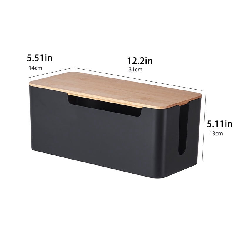 Cable Management Box with Bamboo Lid for Extension Cord Power Stripe ...