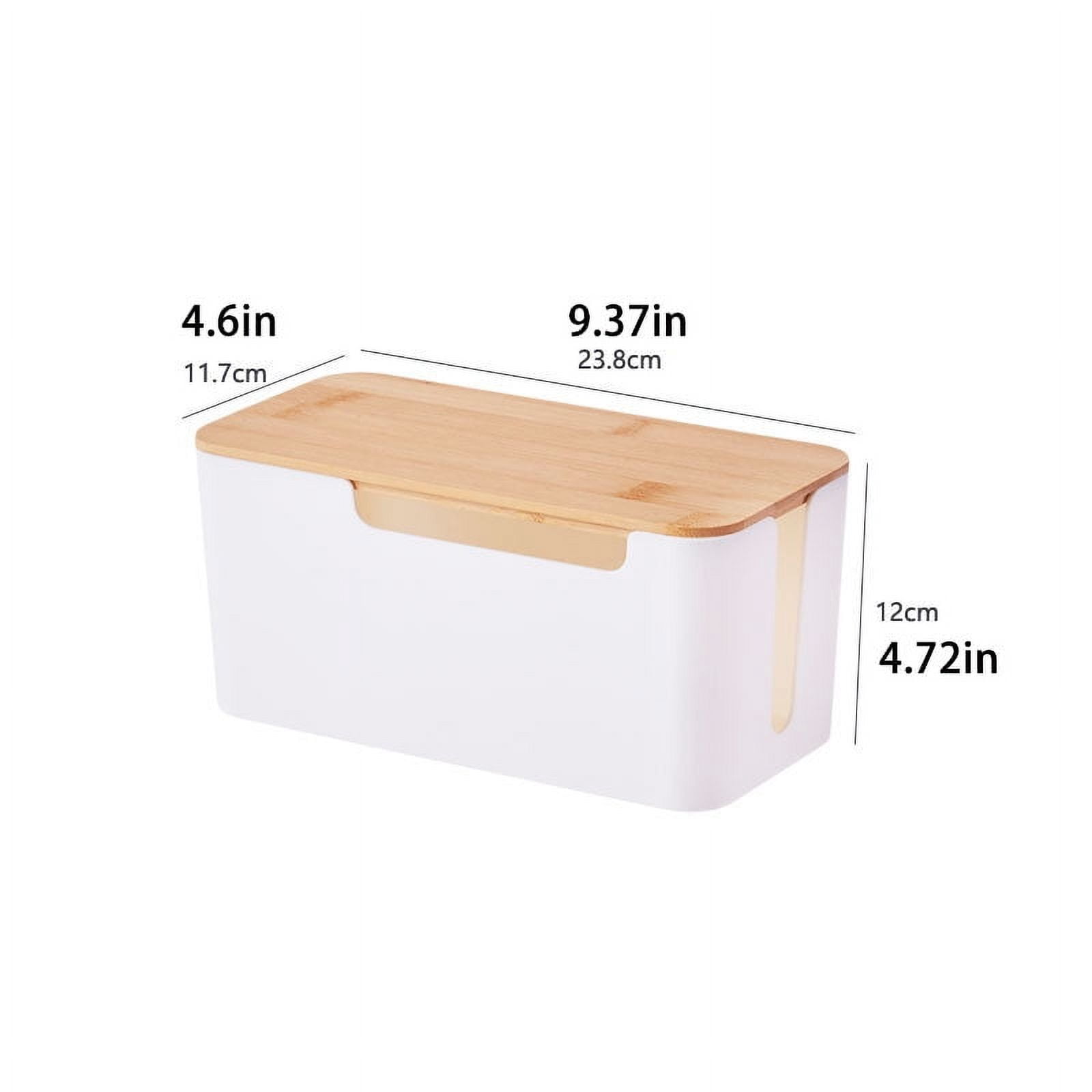 Cable Management Box with Bamboo Lid for Extension Cord Power Stripe ...
