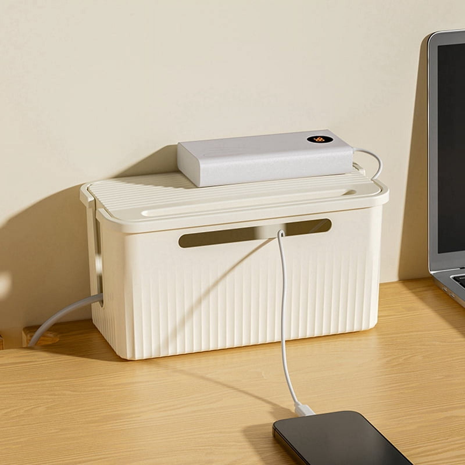 Cable Management Box with Lid to Hide Wires\u0026 Power Strips Desk Computer Cable Organizer Box A 32x15x12.5cm