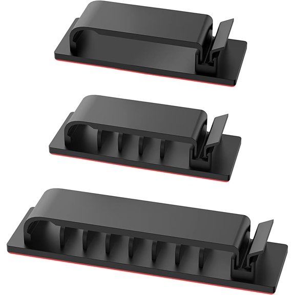 Cable Management Clips, 20Pcs Cord Organizers Wire Clips Cord Holder for TV PC Ethernet Cable Desk Home Office (Black)