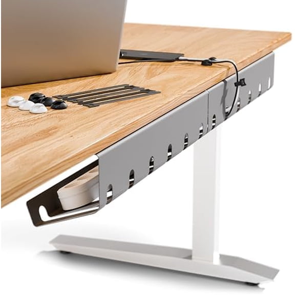 Cable Management Under Desk for Easy mounting Under-Table I Set of 2 - with 10X Cable Ties I Desk Organizer for Office/Home Office Table Thoughtful Cable Tray Holder