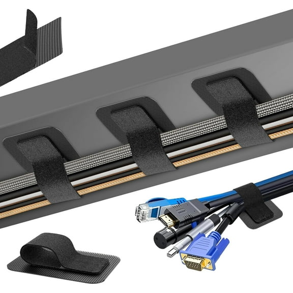 Cable Management Under Desk, Up to 15 CordEnhanced Wire Holder Cord Organizer, Adjustable Hook and Loop Cable Ties, Home Office Essentials, Cable Hider Clips Under Table, 20 Pair