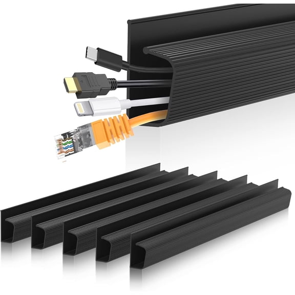 Cable Management J Channel Under Desk - Easy Installation, Black