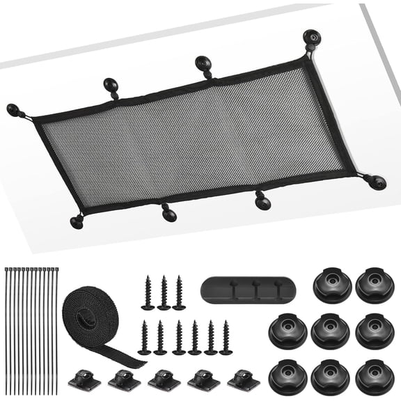 Cable Management Net Under Desk Kit,Privacy Mesh Cable Manager Flexible Under Desk Wire Net Large Capacity Cord Organizer Net for Office,Standing Desk, Home, 26 X 10 Inches