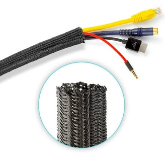 100ft Black PET Braided Cable Sleeve – 1 Inch Diameter, Flame-Retardant Wire Sleeve For Cord Organization & Protection