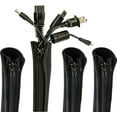 thumbnail image 1 of Cable Management Sleeve, 4 Pack, 20 Inch Cord Organizer System with Zipper for TV Computer Office Home Entertainment, Flexible Cable Sleeve Wrap Cover Wire Hider System - Black, 1 of 9