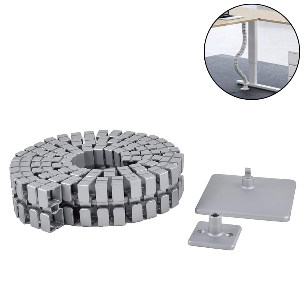 DAC Vertebrae Cable Management Spine - Desk Clamp Cable Sleeve Organizer, 33" Long, Silver