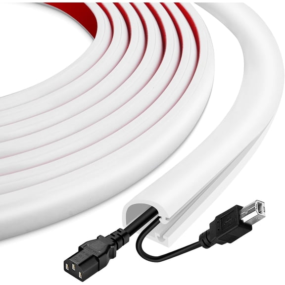 Cable Management,Wall Self-Adhesive Cord Covers for Wires on Wall Wire Hider Flexible Cable Hider with Side-Opening for Home Office TV Cable Management (0.31" W x 0.31" H x 39" L, White)