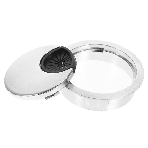 DEEPCRAFF Silver Desk Grommet Round Cable Hole Cover for Computer Desktop Cable Management