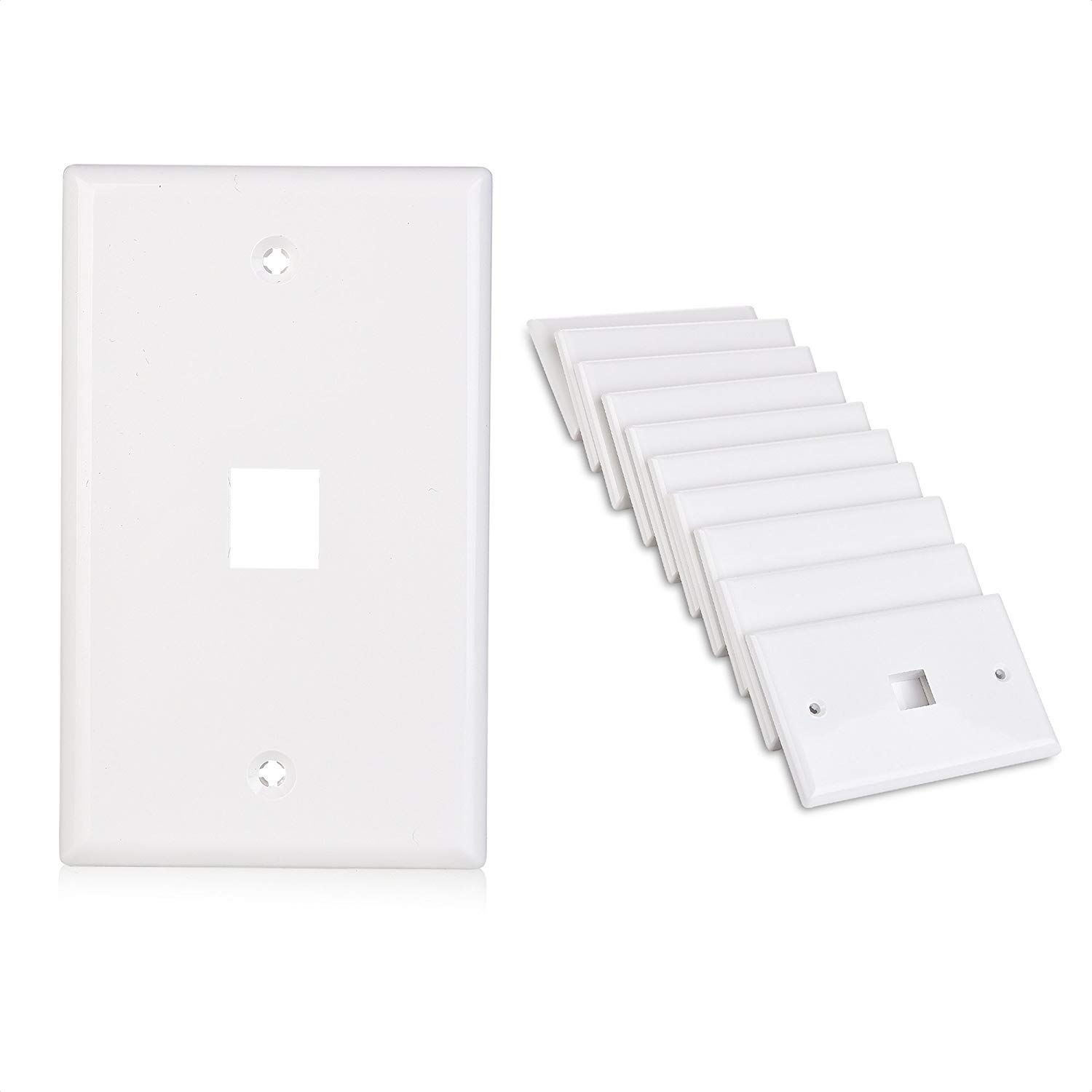 Cable Matters 10Pack Low Profile 1 Port Keystone Jack Wall Plate in
