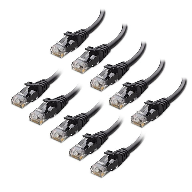 GearIT Cat 6 Ethernet Cable (10-Pack 5 Feet) Cat6 Network Patch, 10Gbps, RJ45, Snagless Cord, Gold-Plated Connectors, Internet For PC, TV, Tablet, Router, Printer, Servers, IT Data Center - Black