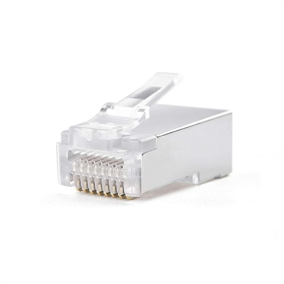 Cable Matters 100 Pack Shielded Pass Through RJ45 Modular Plugs for Solid or Stranded S/FTP Cable