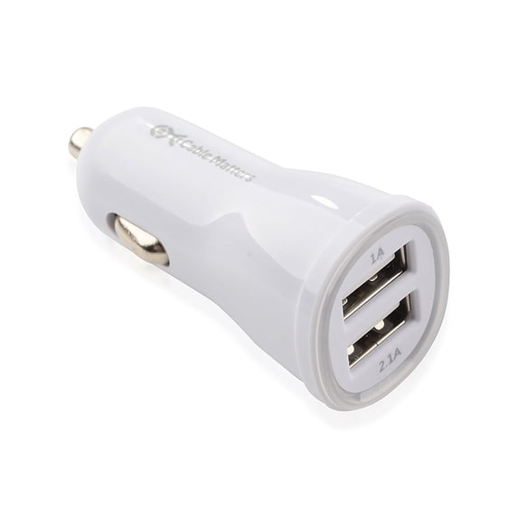 Cable Matters 15.5W/3.1A Dual-USB Car Charger in White