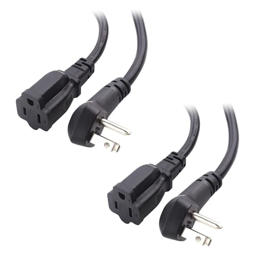 Cable Matters 2Pack 14AWG 15A Heavy Duty Short Power Extension Cord 3 ft with Low Profile Plug