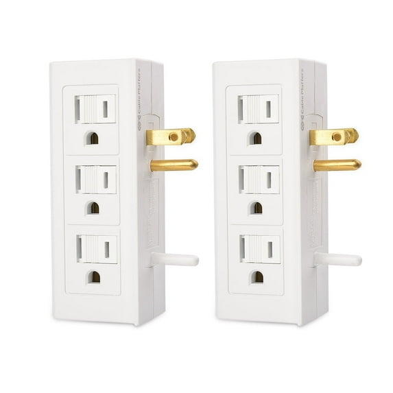 Cable Matters 2-Pack 6 Outlet Splitter Grounded Side Access Outlet Extender Wall Tap