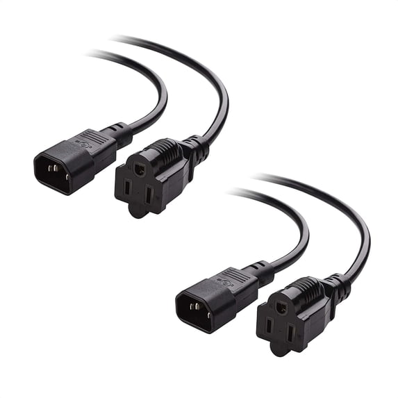 Cable Matters 2-Pack Computer Equipment to PDU Power Cord / Power Cable (IEC C14 to NEMA 15-5R) 3 Feet