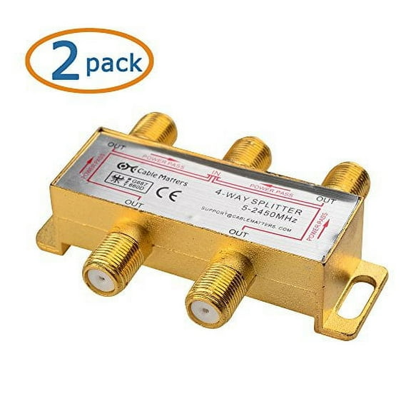 Cable Matters 2-Pack, Gold Plated 4-Way 2.4 Ghz Balanced Coaxial Splitter