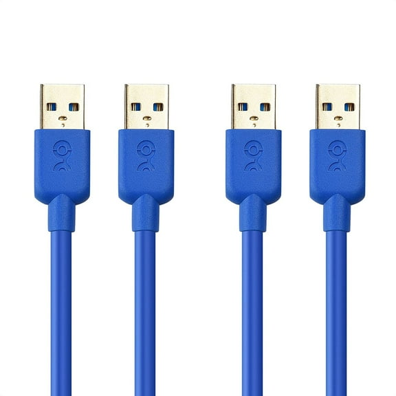 Cable Matters 2-Pack Short USB 3.0 Cable (USB to USB Cable Male to Male) in Blue
