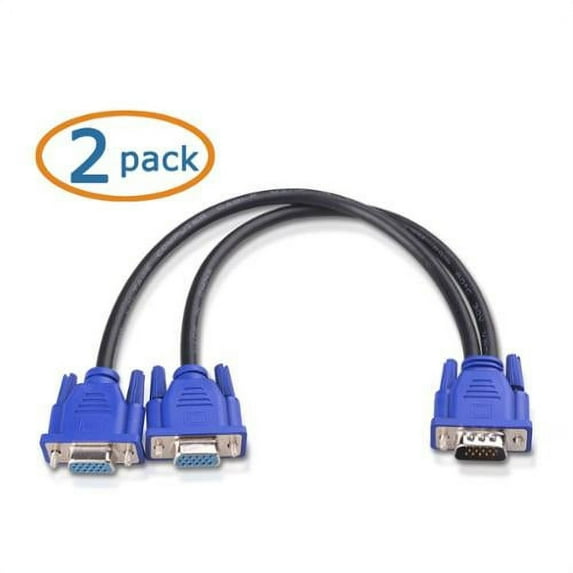 Cable Matters 2-Pack VGA Splitter Cable (VGA Y Splitter) for Screen Duplication - 1 Foot