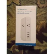 Cable Matters 3 Outlet Wall Mount Surge Protector 2.1A Dual USB Charging In Box
