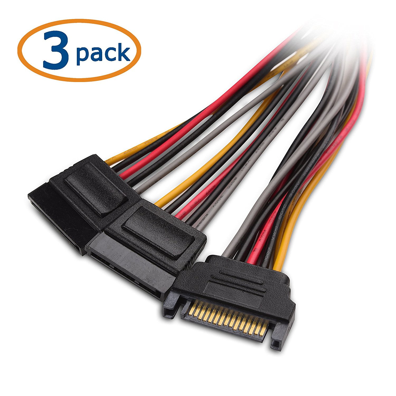 SATA 15-Pin Power Y-Splitter Cable - 20cm Male To Dual Female Extension For Hard Drives & SSDs