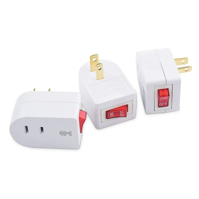 Cable Matters 3-Pack 2 Prong Outlet with ON Off Switch, Single 2 Prong ...