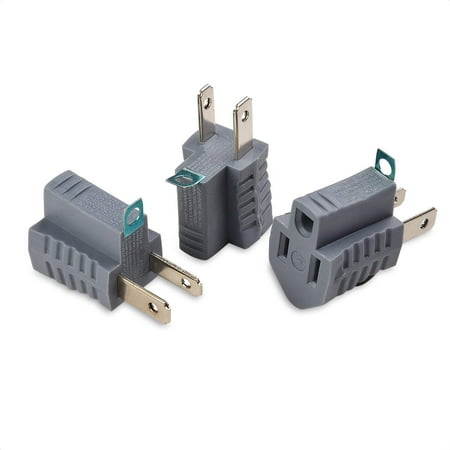 Cable Matters (3-Pack) Polarized Grounding Adapter in Grey (Allows A 2-prong Outlet To Accept 3-prong Plugs)