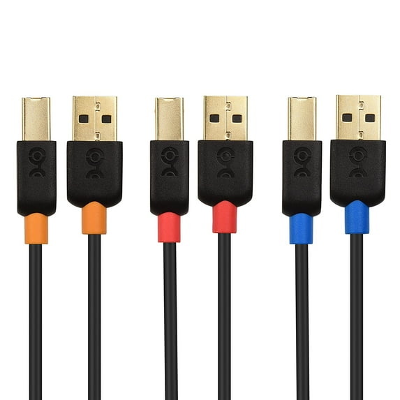 Cable Matters 3-Pack USB 2.0 A to B USB Printer Cable - 15 Feet - Available 3FT - 15FT in Length