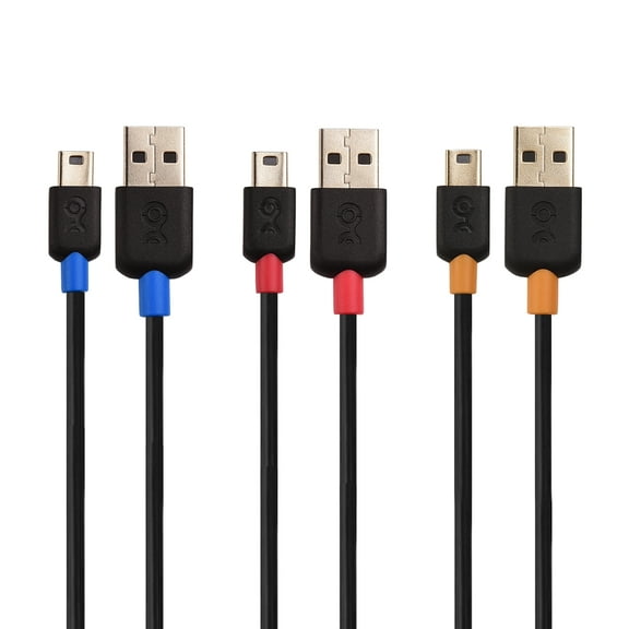 Cable Matters 3-Pack USB to Mini USB Cable (Mini USB to USB 2.0 Cable) in Black 3 Feet - Available 3FT - 15FT in Length