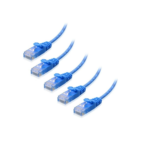 Cable Matters 5-Pack Snagless Cat 6 / Cat6 Ultra Thin Ethernet Cable (Thin Cat6 Cable) in Blue 3 Feet - Available 1FT - 125FT in Length