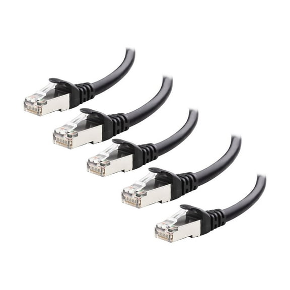 Cable Matters 5-Pack Snagless Short Cat6A (SSTP, SFTP) Shielded Ethernet Cable in Black 3 ft
