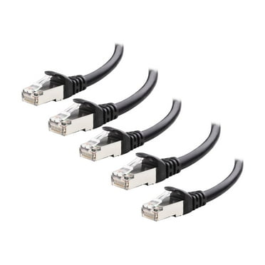 Cable Matters 5-Pack Snagless Short Cat6A (SSTP, SFTP) Shielded Ethernet Cable in Black 7 ft