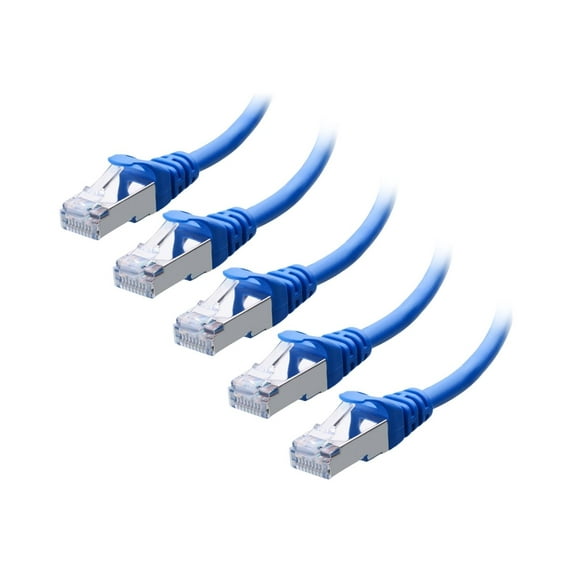 Cable Matters - Patch cable - RJ-45 (M) to RJ-45 (M) - 7 ft - 0.2 in - S/FTP - CAT 6a - snagless - blue (pack of 5)