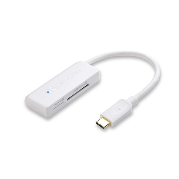 Cable Matters Dual Slot USB C Card Reader (USB C SD Card Reader) in White for Micro SD, SDHC, SDXC Memory Cards - Thunderbolt 3 Port Compatible