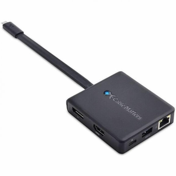 Cable Matters USB-C Multiport Adapter with HDMI, DP & VGA - for Notebook/Monitor/Keyboard/Mouse/TV/Projector/Hard Drive/Flash Drive - Charging Capability - Rugged - USB Type C - 3 Displays Supporte...