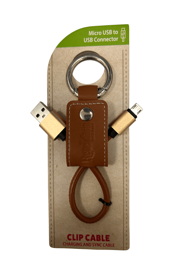 Cable Micro USB Cable Keychain, Compact, Durable, Stylish Charging Solution for Phones, Tablets, Devices, Conveniently Attaches to Keys, Bags, Backpacks for Easy Access Anytime, Anywhere, Brown