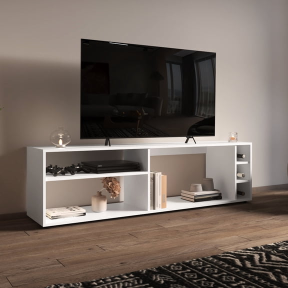 63" Wide TV Stand with Cubbies - Cable-Organized for TV Room Setup