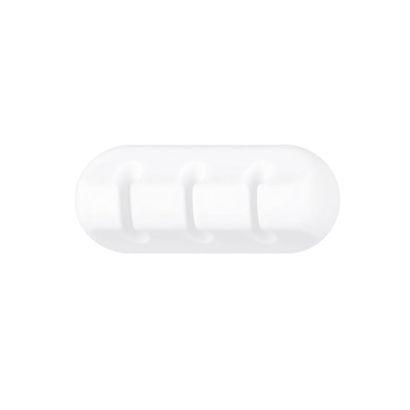 Cable Organizer 3-Slot White Self-Adhesive for Desktop Workspace Accessory