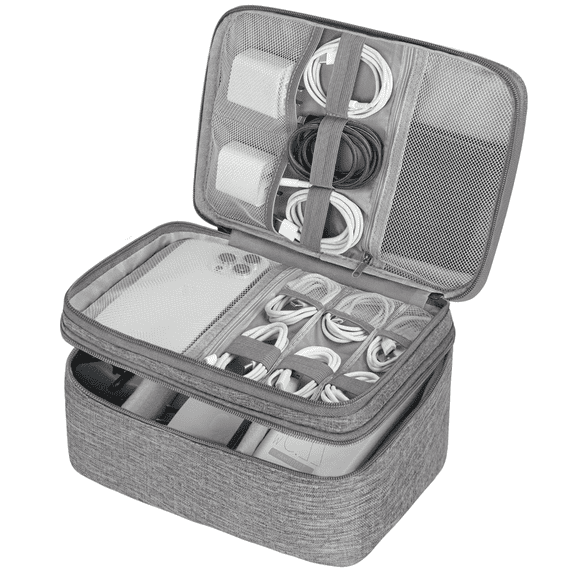 Cable Organizer Bag, Small Electronics Organizer Bag, Travel Storage Case with Handle for Phone Cord Electronics Accessories, Carrying Tech Bag, Powerbank, Hard Drive, Cables Adapter, Makeup Brush